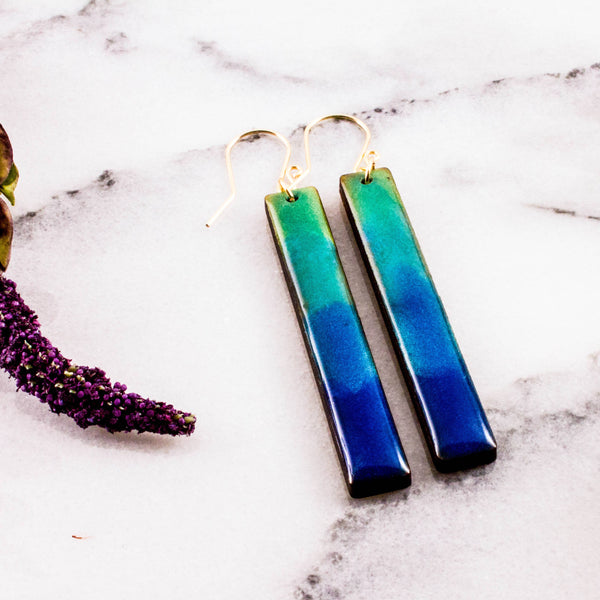 Aegean Sea Wood Bar Earrings - Isleitudes