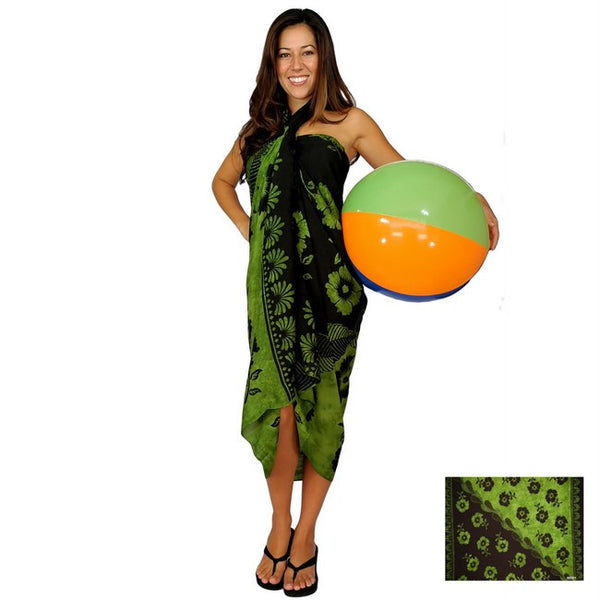 Light Greenish Yellow Hibiscus Sarong - Isleitudes