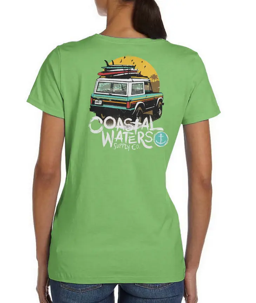 Classic Bronco Coastal Waters Pocket Tee - Green - Isleitudes
