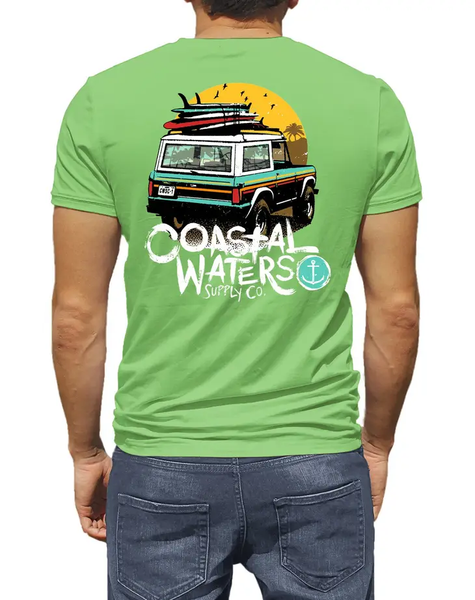 Classic Bronco Coastal Waters Pocket Tee - Green - Isleitudes