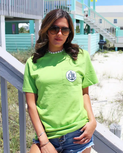 Surfer Coastal Waters Pocket Tee - Green - Isleitudes