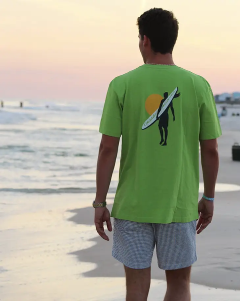 Surfer Coastal Waters Pocket Tee - Green - Isleitudes