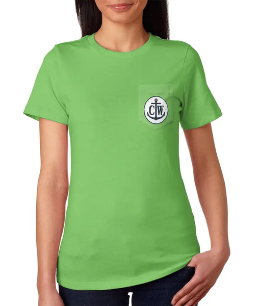Surfer Coastal Waters Pocket Tee - Green - Isleitudes