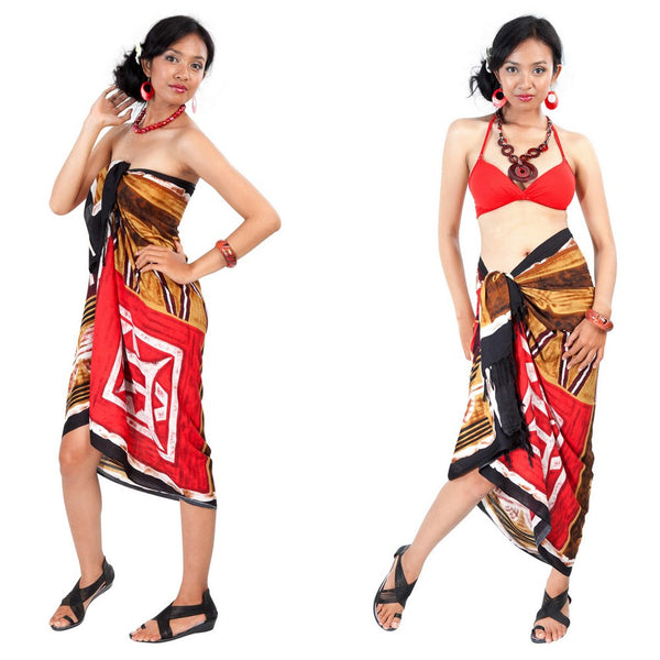 Abstract Graphic Design Sarong (Red) - Isleitudes