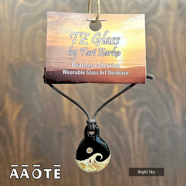 Beaches Seascape Glass Necklace by TZ Glass: Shimmering Moss - Isleitudes
