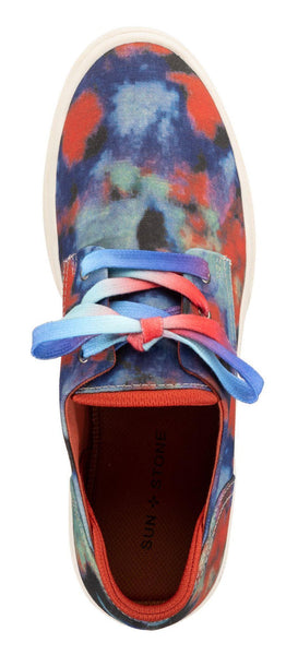 Sun Stone Men Sneakers Round Toe Platform Lace-Up Shoes KIVA Blue Green Tie-Dye-1