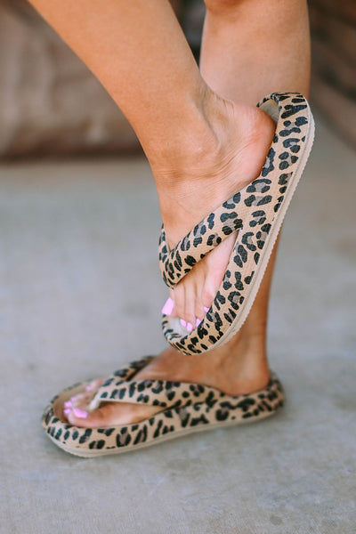 Leopard Thick Sole Flip Flops-2