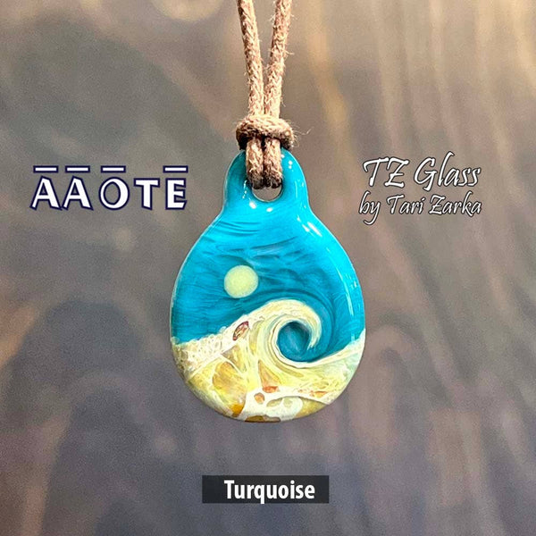 Beaches Seascape Glass Necklace by TZ Glass: Seafoam - Isleitudes