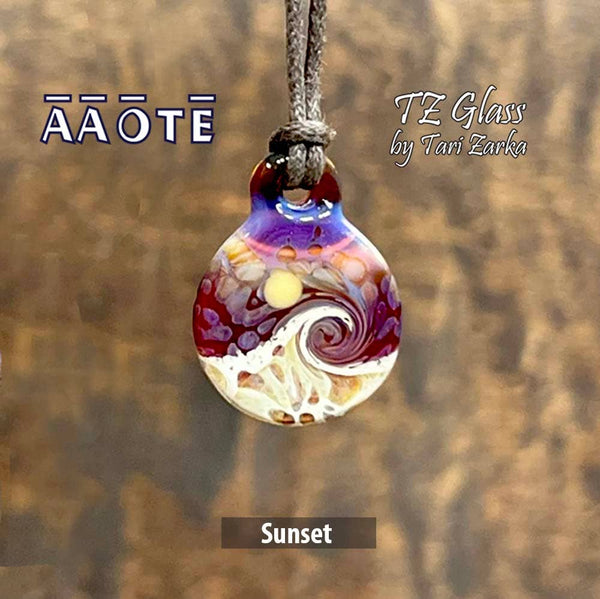 Beaches Seascape Glass Necklace by TZ Glass: Seafoam - Isleitudes