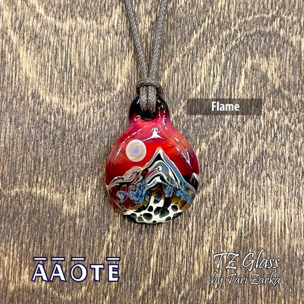 Mountain Scene TZ Glass Art Necklace: Shimmering Spruce - Isleitudes