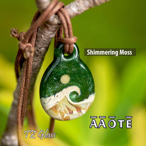 Beaches Seascape Glass Necklace by TZ Glass: Turquoise - Isleitudes