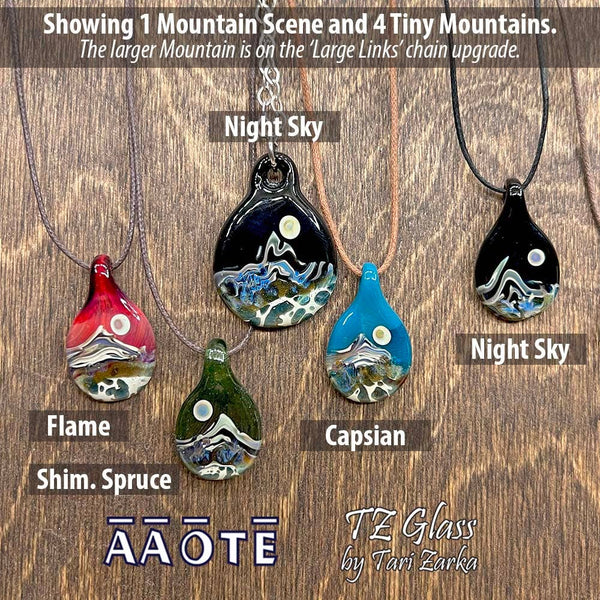 Mountain Scene TZ Glass Art Necklace: Shimmering Evening - Isleitudes
