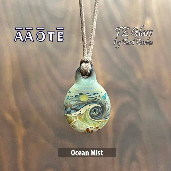 Beaches Seascape Glass Necklace by TZ Glass: Seafoam - Isleitudes