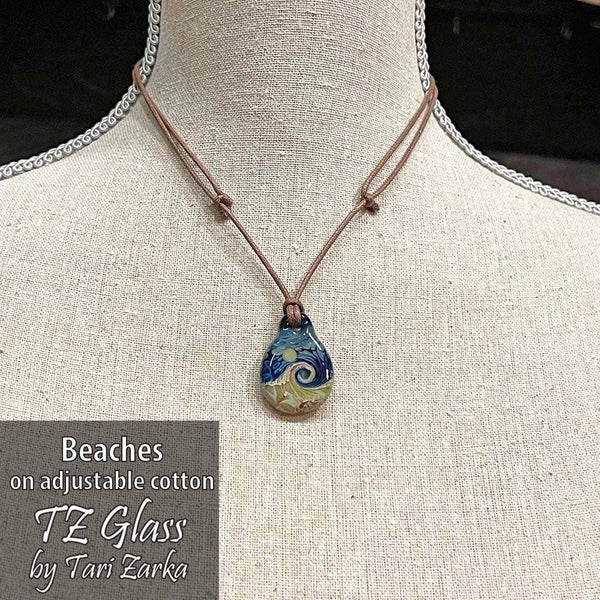 Beaches Seascape Glass Necklace by TZ Glass: Turquoise - Isleitudes