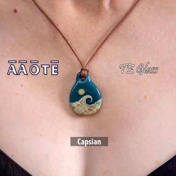 Beaches Seascape Glass Necklace by TZ Glass: Seafoam - Isleitudes