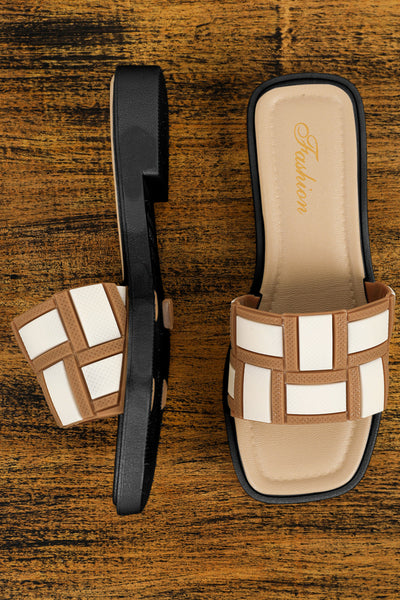 Two Tone Square Toe Slippers-2