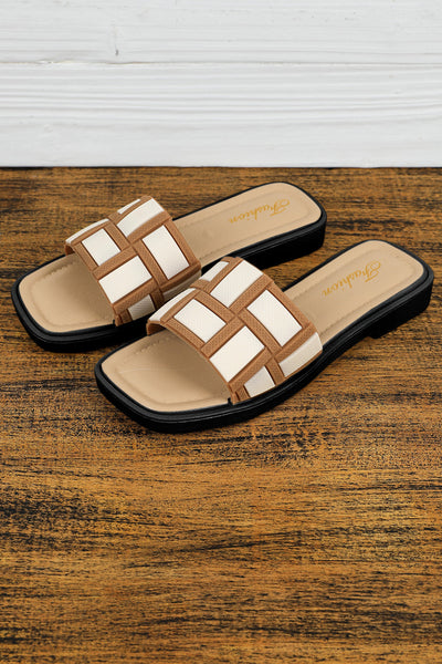 Two Tone Square Toe Slippers-4