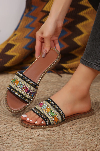 Quincy Bohemian Pattern Crochet Slippers-1