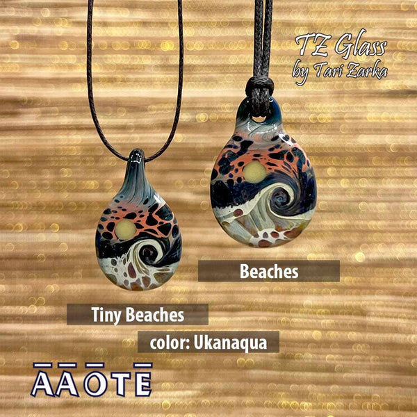 Beaches Seascape Glass Necklace by TZ Glass: Seafoam - Isleitudes