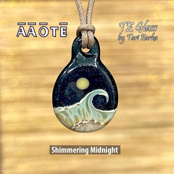 Beaches Seascape Glass Necklace by TZ Glass: Shimmering Moss - Isleitudes