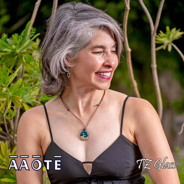 Beaches Seascape Glass Necklace by TZ Glass: Seafoam - Isleitudes