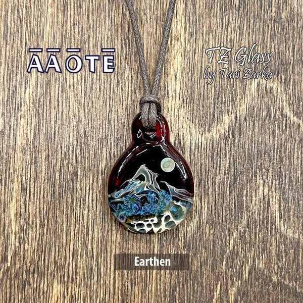 Mountain Scene TZ Glass Art Necklace: Shimmering Spruce - Isleitudes