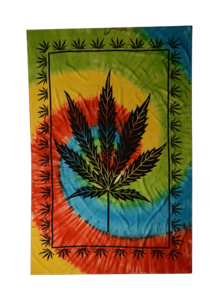 Panama Red Tye Dye Hemp Leaf Twin Tapestry - Isleitudes
