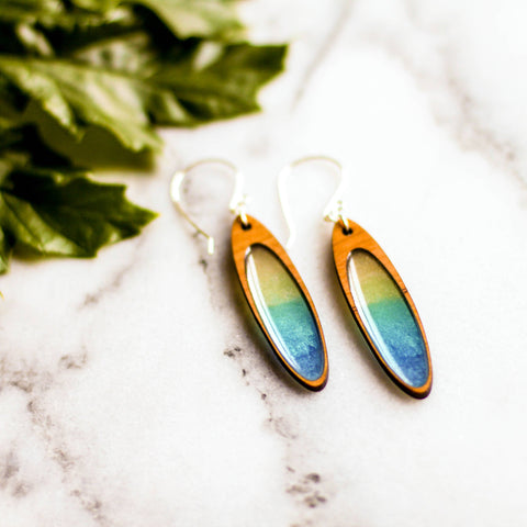 Ocean Currents Oval Earrings - Isleitudes