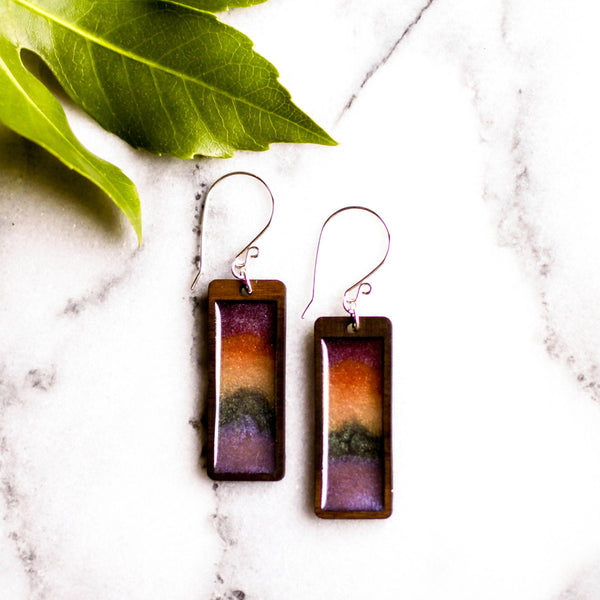 Rainbow Haze Rectangle Earrings - Isleitudes