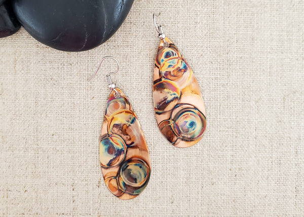 Medium Flame Paint Teardrop Earrings - Isleitudes