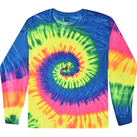 Neon Rainbow Long Sleeve Tie Dye T-Shirt - Isleitudes