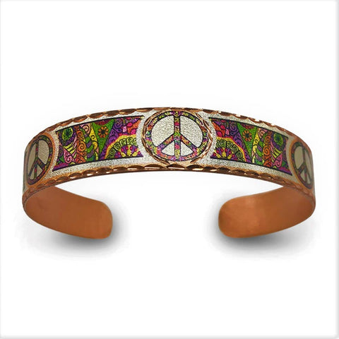 BNS 53 Peace sign narrow cuff bracelet - Isleitudes