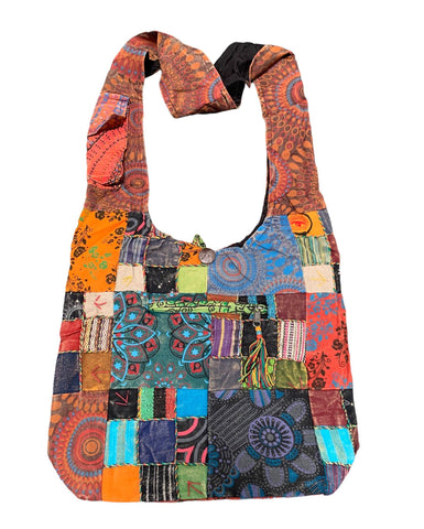 Cotton Block Print Flower Patch Bag Front Back Design ST1132 - Isleitudes