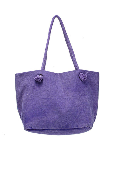 KD-10-PL Large Purple Cotton Beach Bag with Birds - Isleitudes