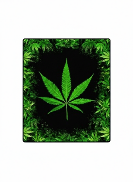 Green Pot Leaf Fleece Blanket - Isleitudes