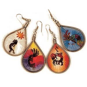 Graphic Threaded Kokopelli Earrings - Isleitudes