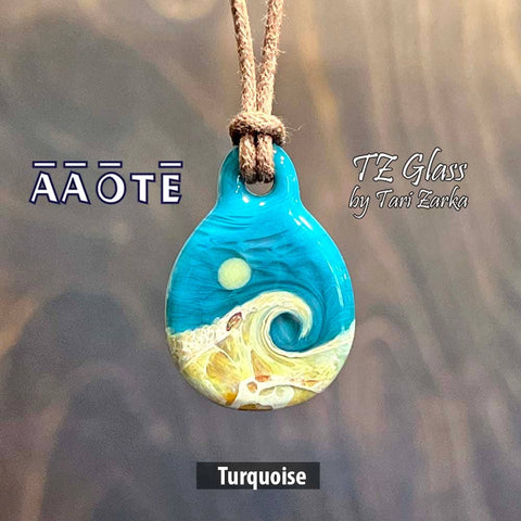 Beaches Seascape Glass Necklace by TZ Glass: Turquoise - Isleitudes