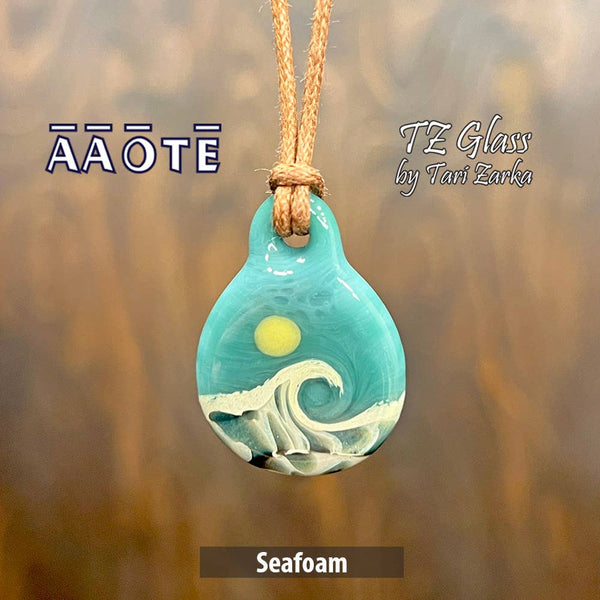 Beaches Seascape Glass Necklace by TZ Glass: Seafoam - Isleitudes