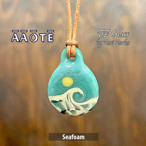 Beaches Seascape Glass Necklace by TZ Glass: Seafoam - Isleitudes