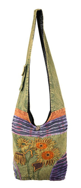Sunflower design cotton crossbody with razor cut - KW-30 - Isleitudes