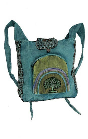 KT-01-TL Teal Tree of Life Embroidered Crossbody Tie at Top - Isleitudes