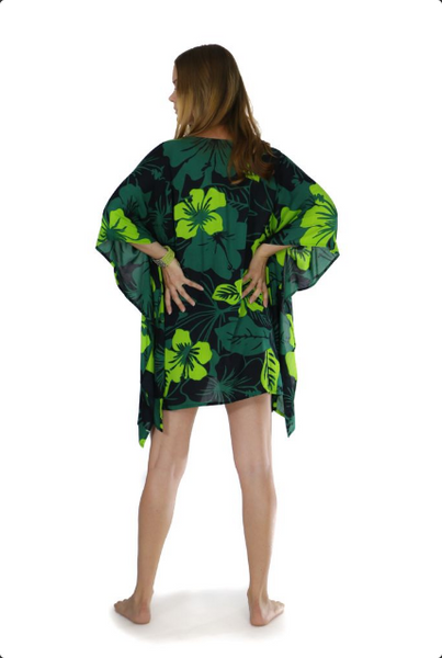 Floral Kaftan Lavish Jungle Green and Black - Isleitudes