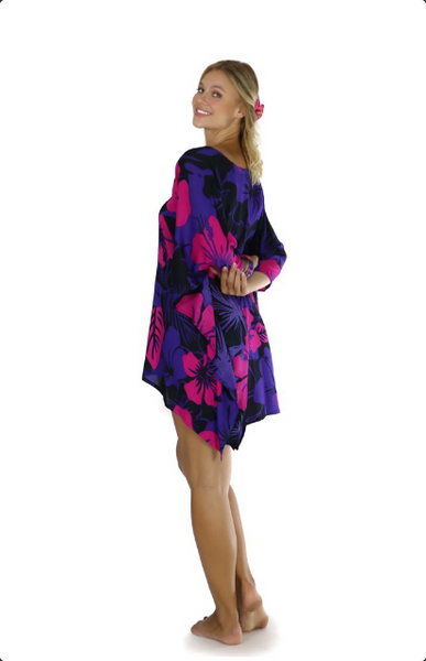 Floral Kaftan Summer Romance Pink and Purple - Isleitudes