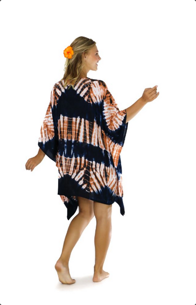 Jungle Brown Tie Dye Fringeless Cover-Up Kaftan - Isleitudes