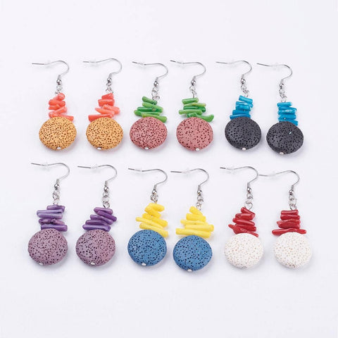 Lava and coral beach inspired aromatherapy diffuser earrings - Isleitudes
