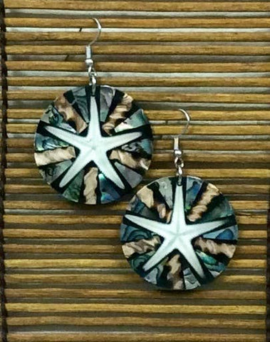 Starfish & Abalone Earrings - Cream - Isleitudes