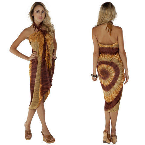 Brown Swirl Tie Dye Sarong - Isleitudes