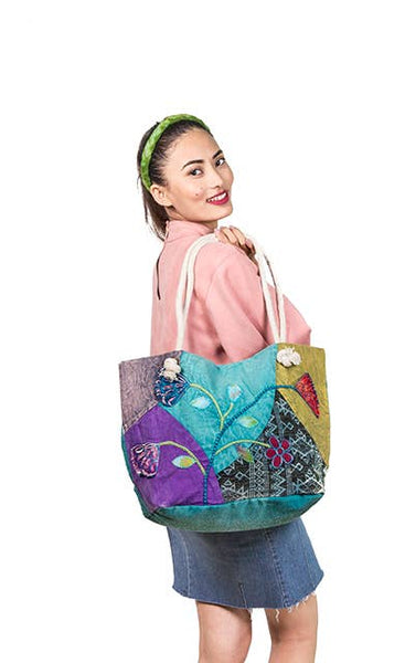 KC-31 Large Embroidered Beach Tote Bags - Isleitudes