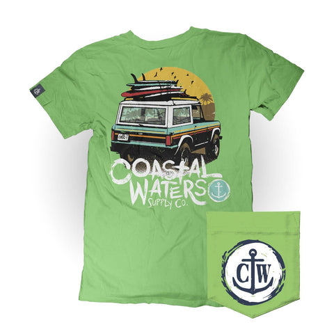 Classic Bronco Coastal Waters Pocket Tee Greenery - Isleitudes