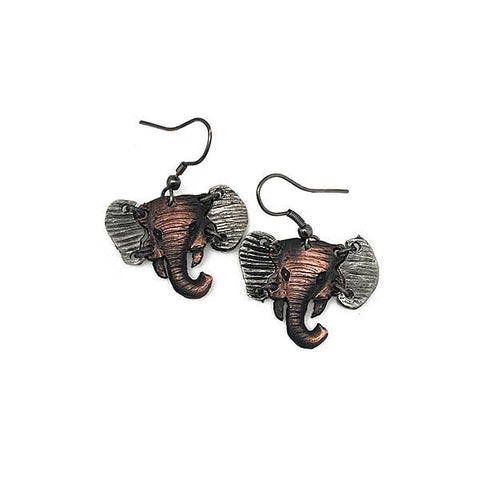 Pewter Earrings - Elephant Head - Isleitudes